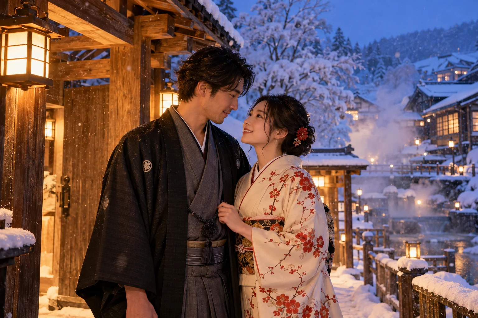 スクロールに合わせて現れる和装写真